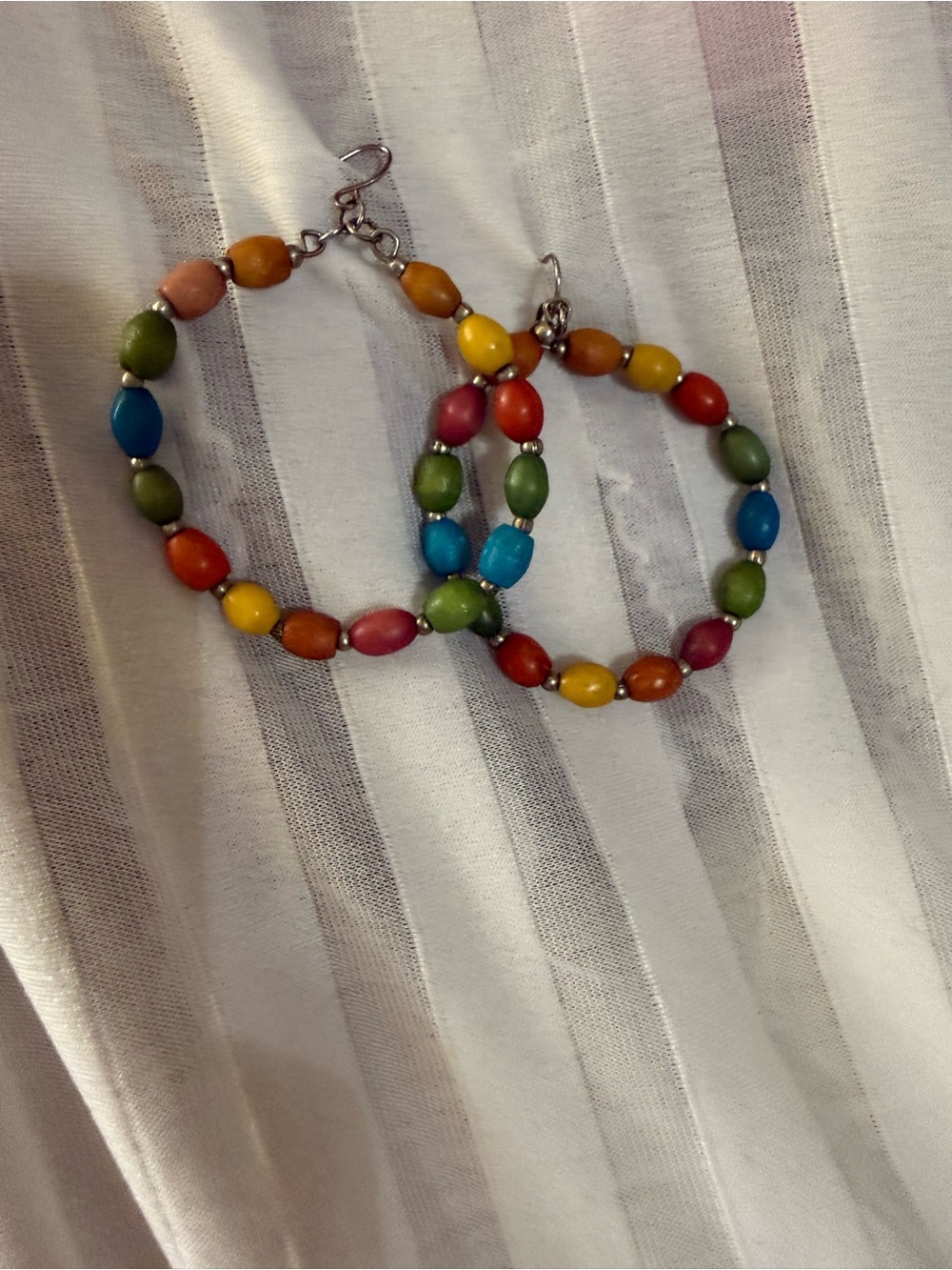Colorful Multicolor Beaded Hoop Earrings